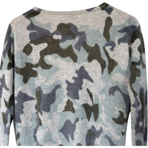 White + Warren Essentials Cashmere Camo Print Pullover V-Neck Sweater Size S - Picture 12 of 12